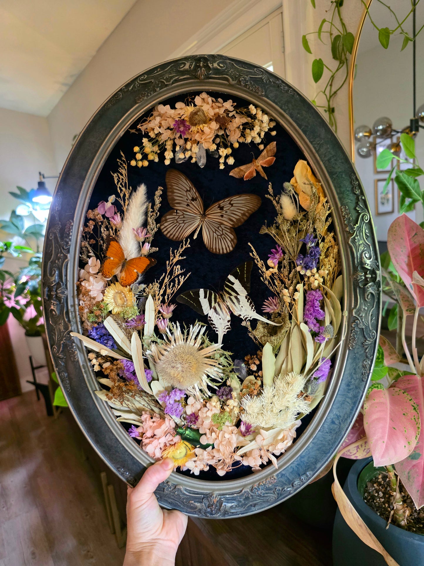 Vintage Botanical Frame with Butterflies