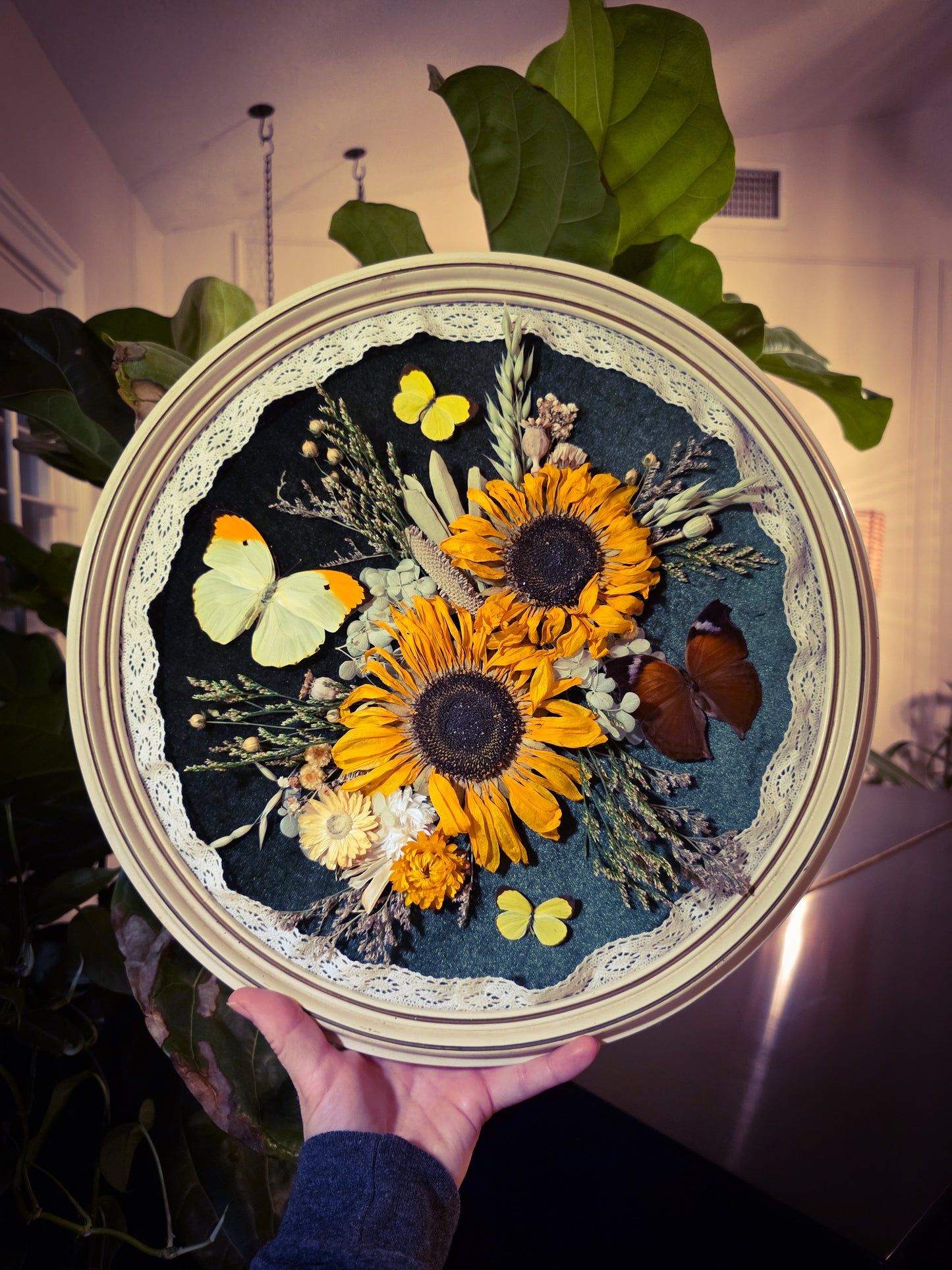 Retro Vintage Frame with Sunflowers