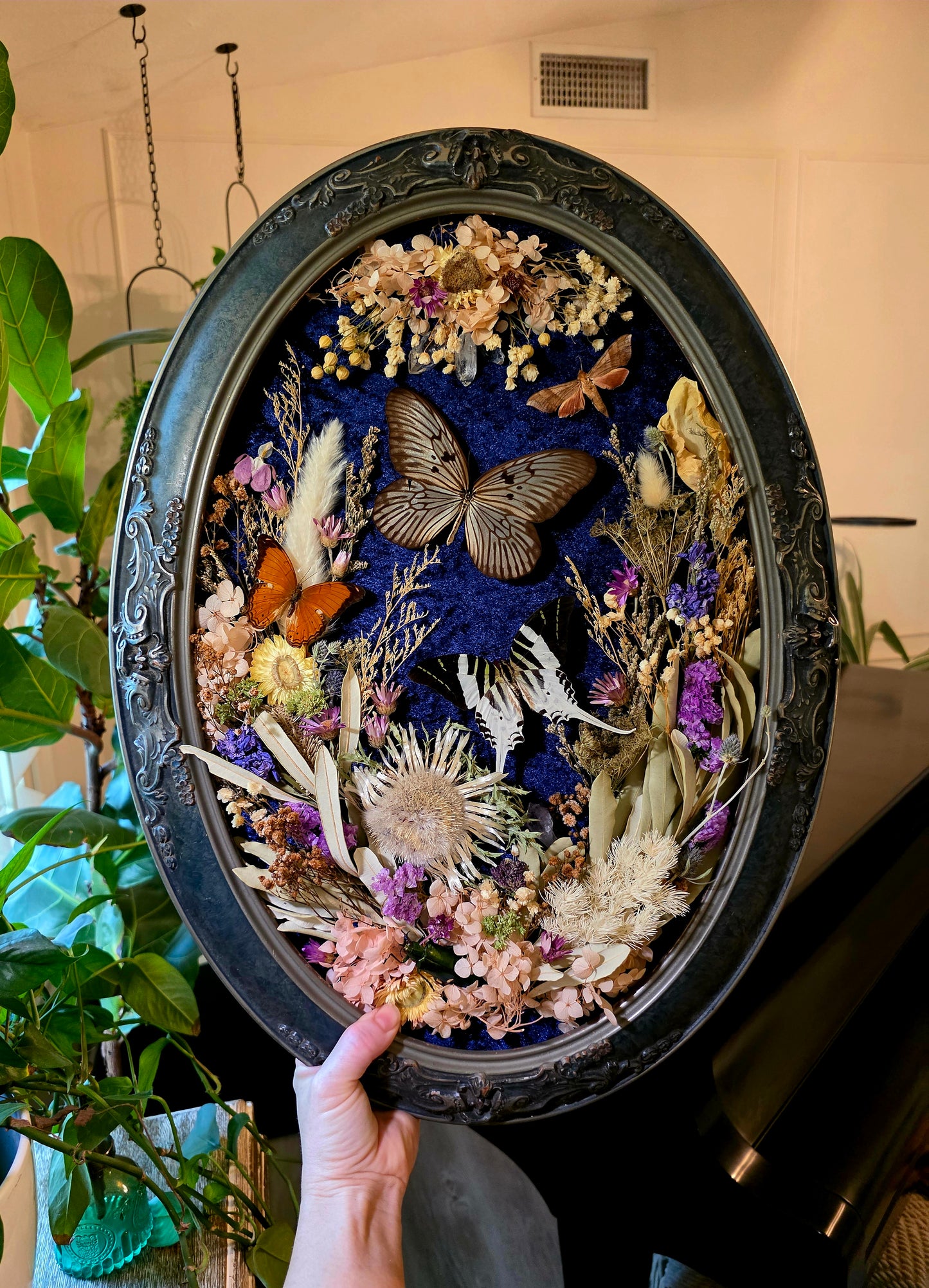 Vintage Botanical Frame with Butterflies