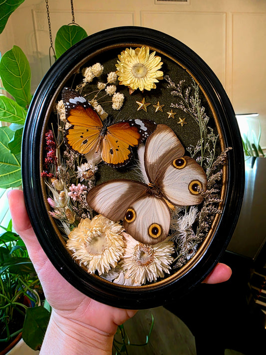 Retro Vintage Frame with Butterflies and Flowers