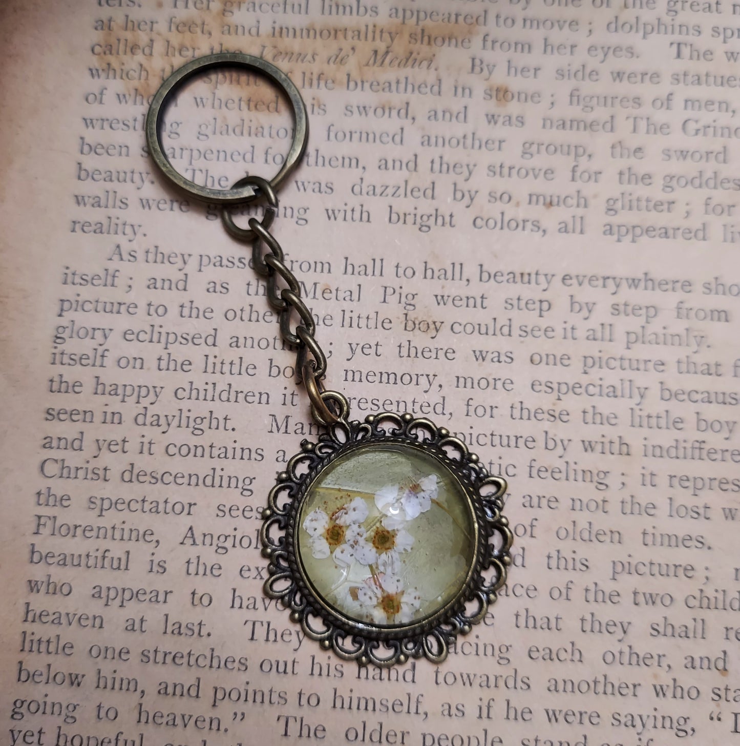 Real Butterfly Wing and Pressed Flower Keychain #2