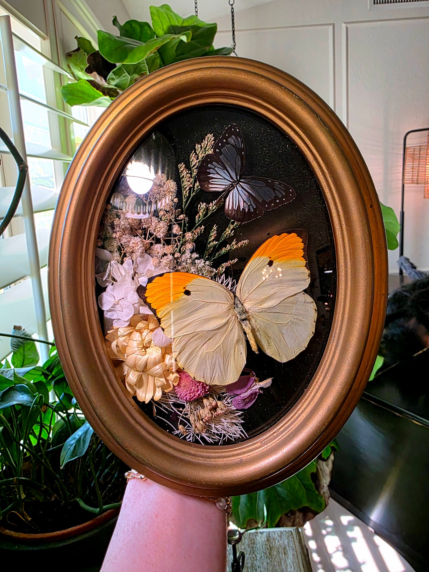 Small Gold Bubble Frame with Butterflies and Flowers
