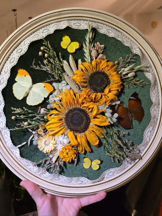 Retro Vintage Frame with Sunflowers