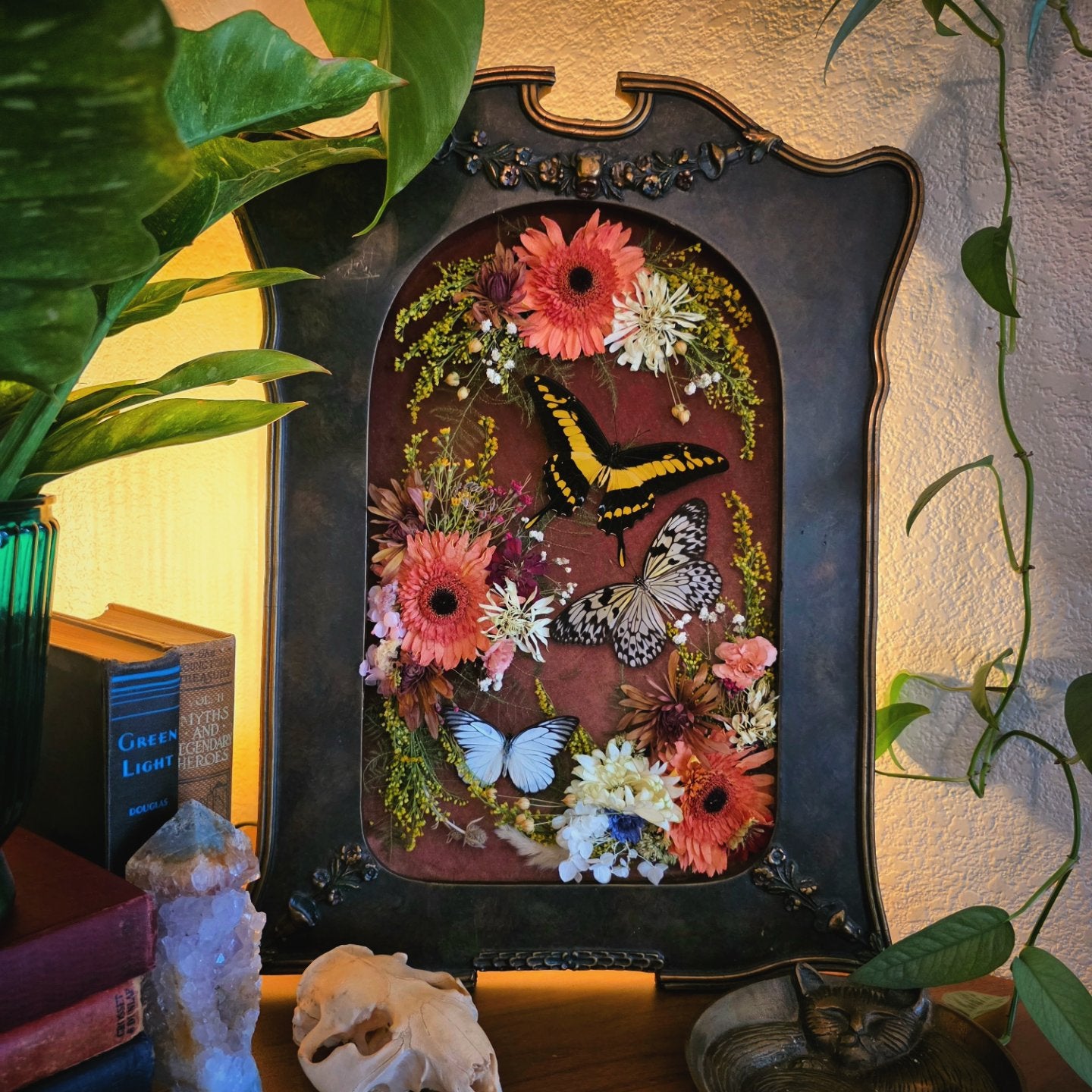 Ornate Vintage Frame with Butterflies and Flowers