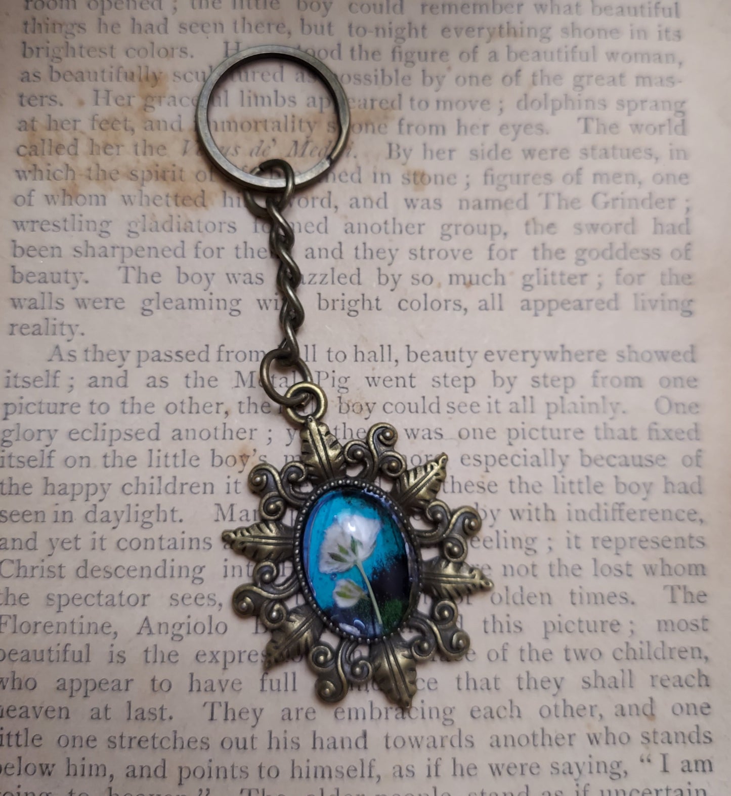Real Butterfly Wing and Pressed Flower Keychain #1