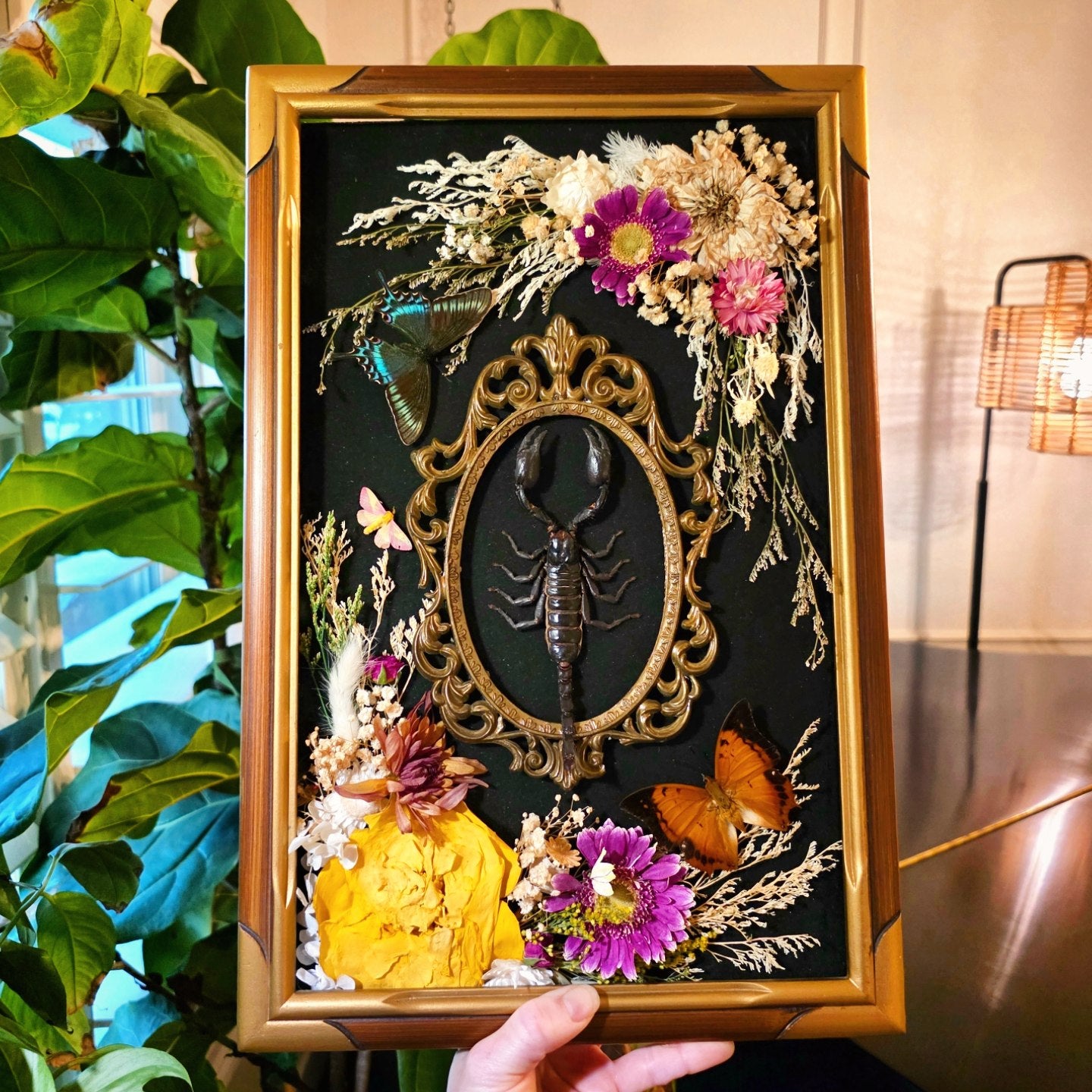 Vintage Scorpion Frame with Butterflies and Flowers